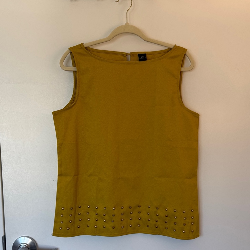 Elegant Mustard Sleeveless Top with Stud Details